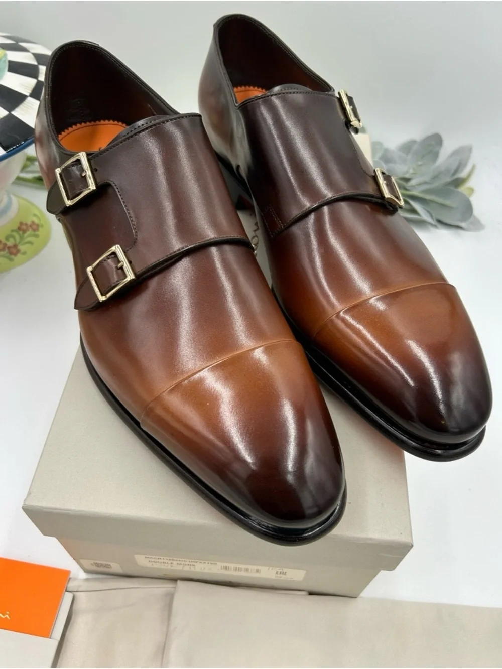 Santoni Ira Double Monk Strap Leather Dress Shoes size 11